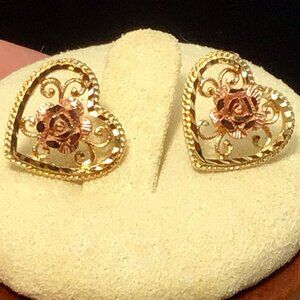 14K Yellow And Rose Gold Earrings 1.7 Grams ½”